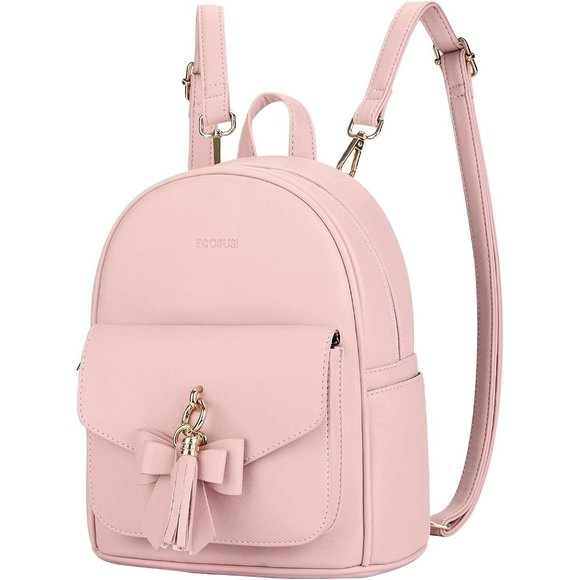 ECOSUSI for Women Cute Bowknot  Leather Bookbag Satchel Bags,with Charm Tassel main image 5